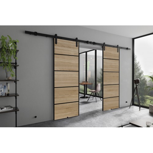 Dubultās bīdāmās durvis AURA DUO PLUS Loft R, gaišais ozols